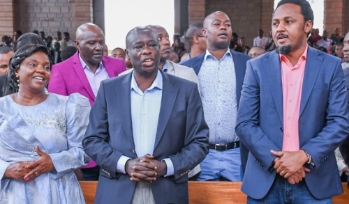 Impeached Deputy President Rigathi Gachagua (center), his wife Pastor Dorcas Rigathi and Kiambu Senator Karungo Thang'wah during a church service in Kiambu on Sunday October 27, 2024. PHOTO/screengrab by PD Digital/https://www.facebook.com/DPGachagua