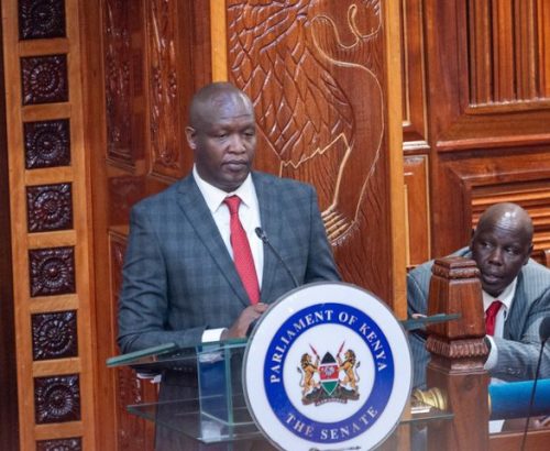 Embattled Kericho county governor Erick Mutai when he appeared before the senate on Monday, October 14, 2024. PHOTO/https://www.facebook.com/ParliamentKE