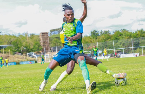 KCB player battling for the ball in a match against Tusker FC on Saturday October 26, 2024. PHOTO/@KCBFootball/X