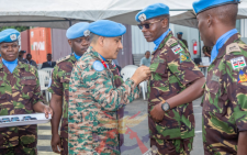 KDF soldiers receiving service medals in Goma, DRC on Wednesday October 9, 2024. PHOTO/@kdfinfo/X