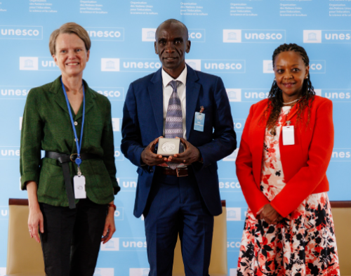 Eliud Kipchoge being unveiled as UNESCO Sports Ambassador on Wednesday October 9, 2024. PHOTO/https://www.facebook.com/EliudKipchogeOfficial