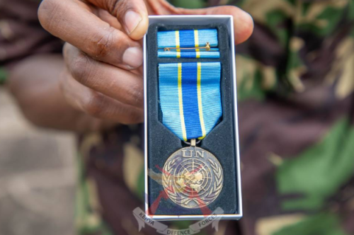 One of the service medals given to KDF soldiers in DRC by UN. PHOTO/https://mod.go.ke/