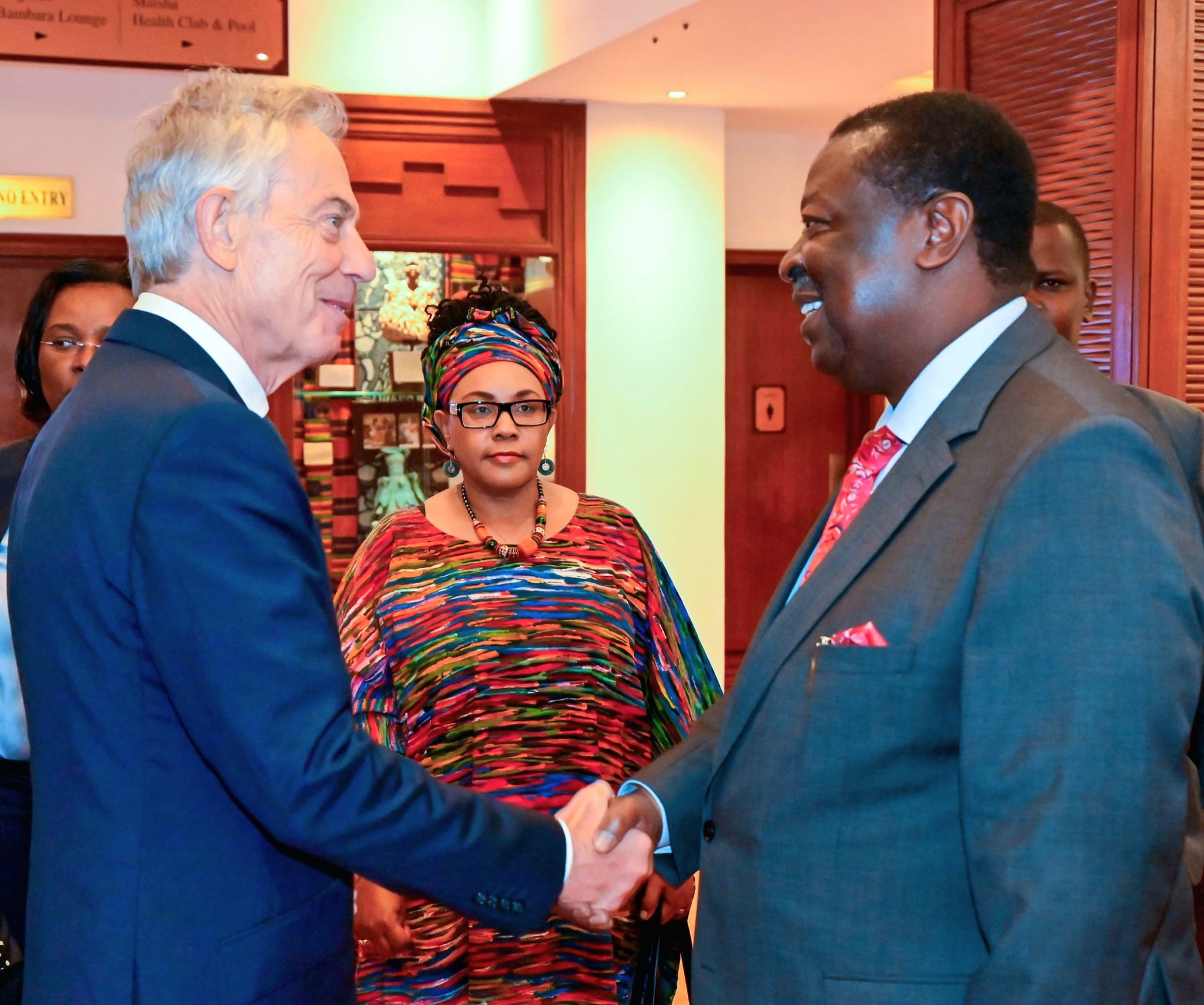 Prime Cabinet Secretary Musalia Mudavadi with former United Kingdom (UK) Prime Minister Tony Blair during their meeting. PHOTO/@MusaliaMudavadi/X