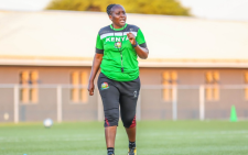 Coach Beldine Odemba during a past training session. PHOTO/https://footballkenya.org/