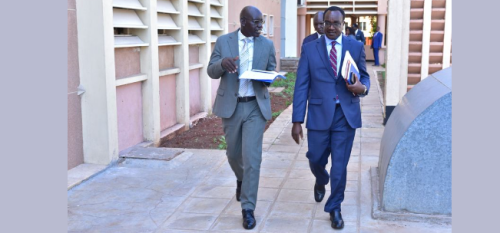 Education Julius Ogamba and PS Belio Kipsang walking to the Senate on Wednesday October 30, 2024. PHOTO/https://web.facebook.com/ParliamentKE