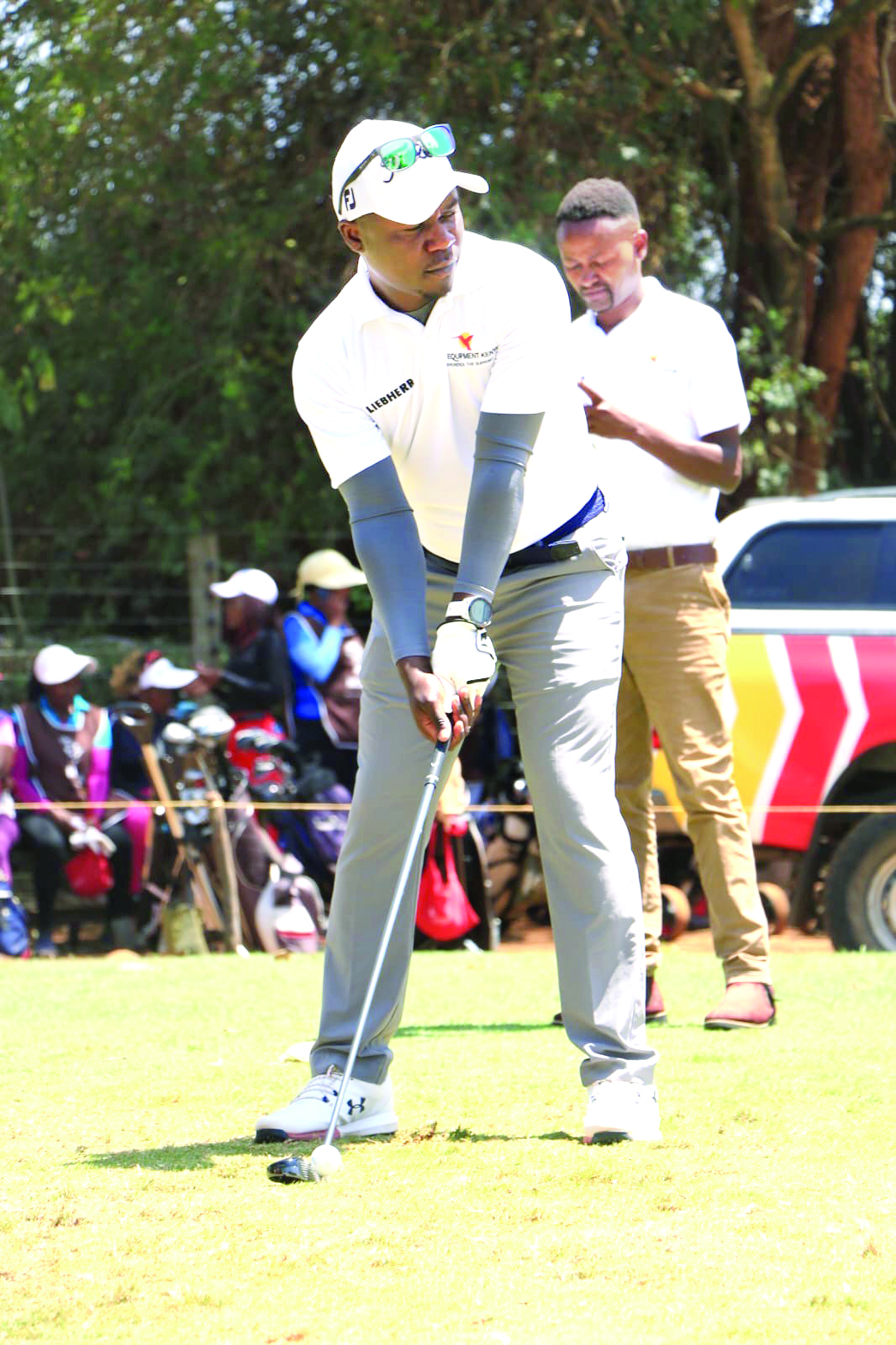 Golfer James Kibogo in action during a past golf tournament at the Ruiru Sports Club. PHOTO/ALEX NJUE