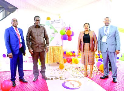 From Left: KenGen Chairman Frank Konuche, Energy and Petroleum Cabinet Secretary Opiyo Wandayi, Cabinet Secretary Ministry of Tourism and Wildlife Rebecca Miano and KenGen Managing Director and CEO Peter Njenga during the launch of KenGen 2024-2024 Corporate strategy at Olkaria Geothermal Spa Naivasha. PHOTO/Print