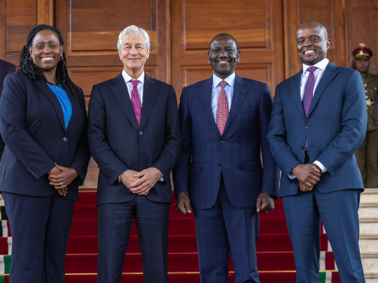 President William Ruto with JP Morgan's Chief Executive Officer Jamie Dimon at State House in Nairobi. PHOTO/@WilliamsRuto/X