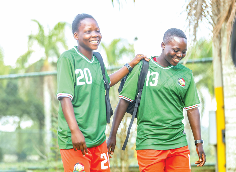 Junior Starlets players Rebecca Odato (L) together with Valarie Nekesa (R). PHOTO/Harambee Starlets