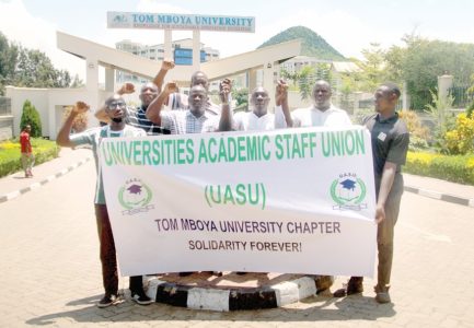 Tom Mboya University striking lecturers. PHOTO/Print