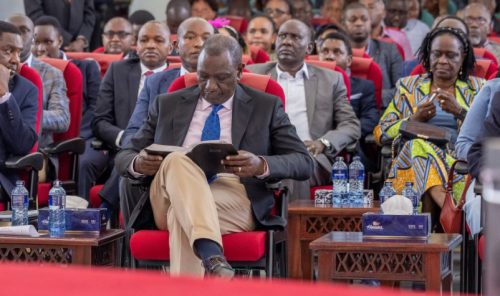 President William Ruto reading a bible on Sunday October 13, 2024. PHOTO/@WilliamsRuto/X