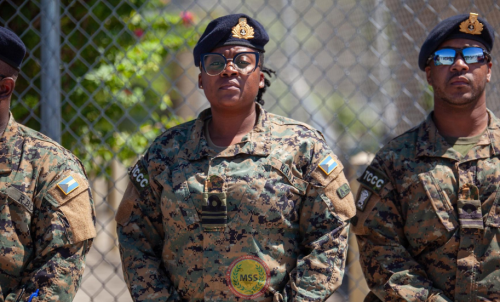 Bahamian soldiers arrive at an airport in Haiti. PHOTO/@MSSMHaiti/X