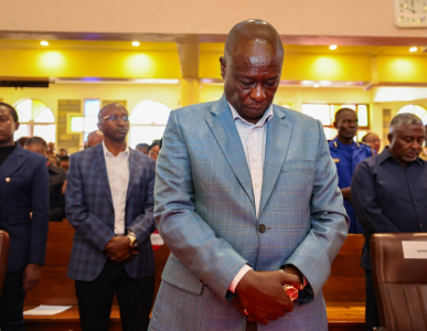 Deputy President Rigathi Gachagua during a past prayer meeting in Karen. PHOTO/@rigathi/X