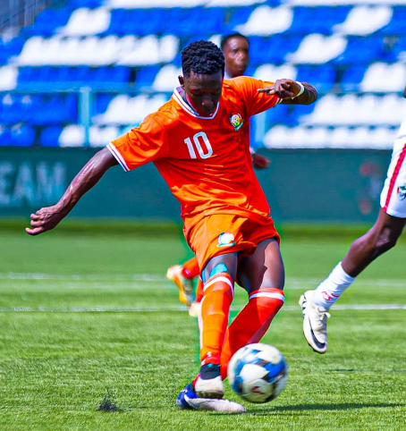 Aldrine Kibet during the Rising Stars match against Sudan on Tuesday October 15, 2024. PHOTO/@aldrineKibet10/X