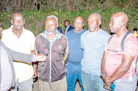 Tobias ‘Jua Kali’ Ocholla speaking to journalists after the Tuesday evening meeting. PHOTO/SJAK