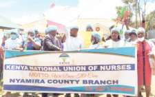 Nyamira branch of the Kenya National Union of Nurses (KNUN) members. PHOTO/Print