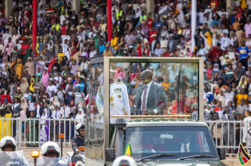 President William Ruto waves during the Mashujaa celebrations in Kwale County. PHOTO/@WilliamsRuto/X