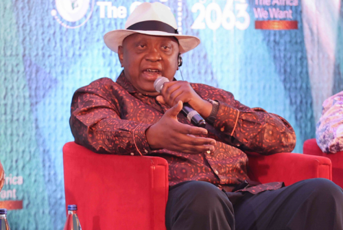 Retired President Uhuru Kenyatta speaks during the peace retreat in Abidjan, Ivory Coast on Friday, October 25, 2024. PHOTO/@4thPresidentKE/X