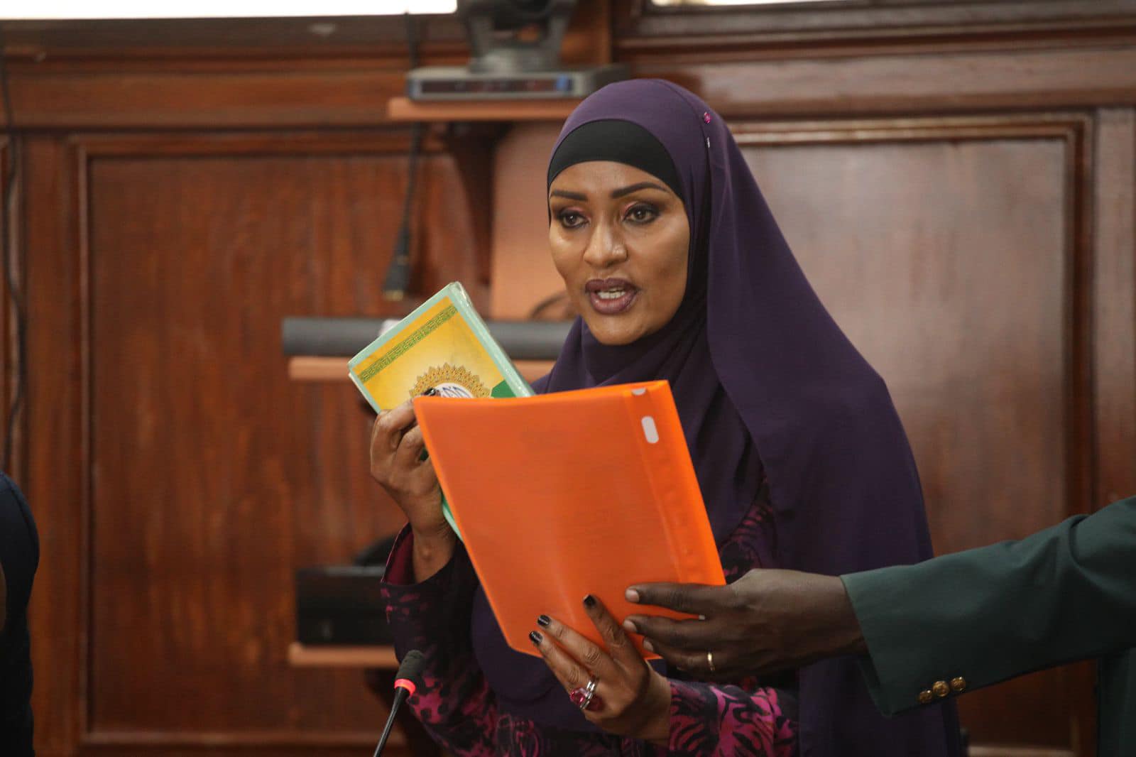 Nominated NGEC chairperson Rehema Jaldesa during vetting exercise in parliament. PHOTO/https://web.facebook.com/ParliamentKE