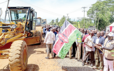 President William Ruto with KeRRA officials in a past road launch event. PHOTO/Print