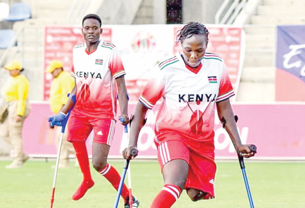 Kenya women’s national amputee team in action at ac Cup. PHOTO/Print