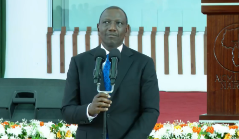 President William Ruto at a past address. PHOTO/Screengrab by PD Digital