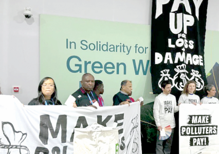 Campaigners at COP29 in Baku call for polluting countries to step up funds to cover losses faced by poorer countries due to climate change. PHOTO/Print