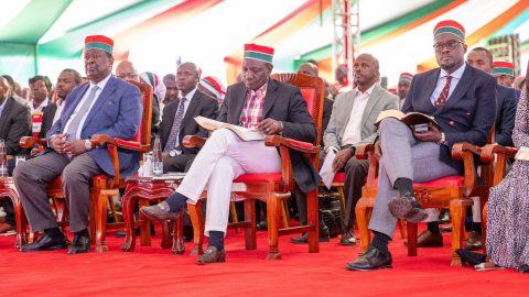 President William Ruto accompanied by other politic al leaders at the African Divine Church. PHOTO/@WilliamsRuto/X