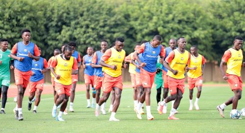 Harambee Stars train in Kampala, Uganda ahead of CHAN qualifier against South Sudan. PHOTO/@Harambee__Stars/X