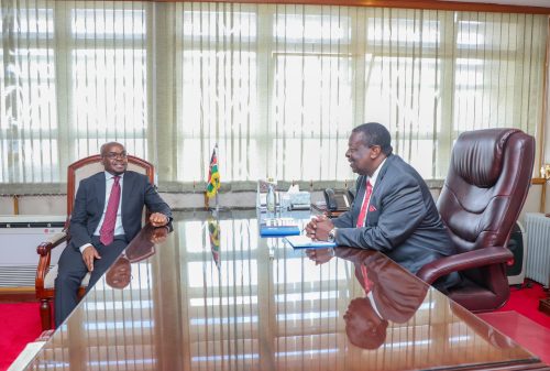 Prime CS Musalia Mudavadi and Interior and National Administration Principal Secretary Raymond Omollo. PHOTO/@MusaliaMudavadi/X