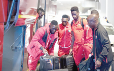 Harambee Stars touch down at Oliver Tambo International Airport, Johannesburg, South Africa, before heading to Polokwane. PHOTO/Print