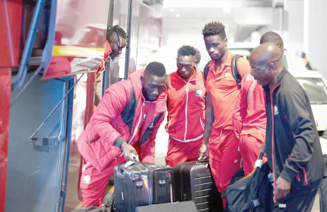 Harambee Stars touch down at Oliver Tambo International Airport, Johannesburg, South Africa, before heading to Polokwane. PHOTO/Print