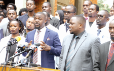 KMPDU secretary general Davji Bhimji Atellah speaking during a past press briefing in Nairobi. He said yesterday that a proposed scheme for civil servants will not come with new deductions.