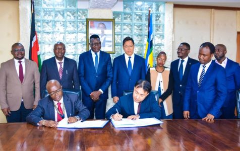 Various officials from KURA and Ministry of Transport seeing the signing of the deal for Nairobi Intelligent Transport System on Wednesday November 27, 2024. PHOTO/@davis_chirchir/X