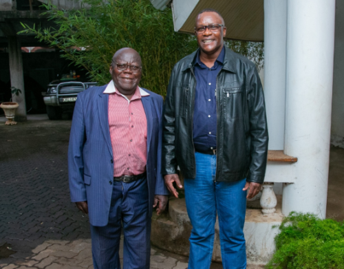 The late Peter Oloo Aringo with Deputy Chief of Staff Eliud Owalo during their meeting in January 14, 2024. PHOTO/@EliudOwalo/X