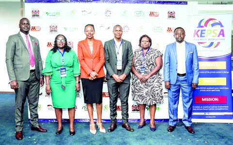 Kennedy Ouma, Advisor-Africa Climate Summit, German Corporation for International Cooperation, Kenya (GIZ KE); Faith Ngige, National Coordinator for Kenya Platform on Climate Governance (KPCG); Sellah Bogonko, Co-Founder and CEO Jacob’s Ladder Africa (JLA) with other stakeholders during a workshop in Naivasha last week. PHOTO/Mercy Mwai