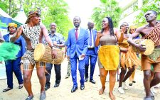 Kisumu Governor Anyang’ Nyong’o (centre) during the launch of the Kisumu County Cancer Dashboard at the Kenya International Cancer Conference in Kisumu on November 21, 2024. PHOTO/Noven Owiti