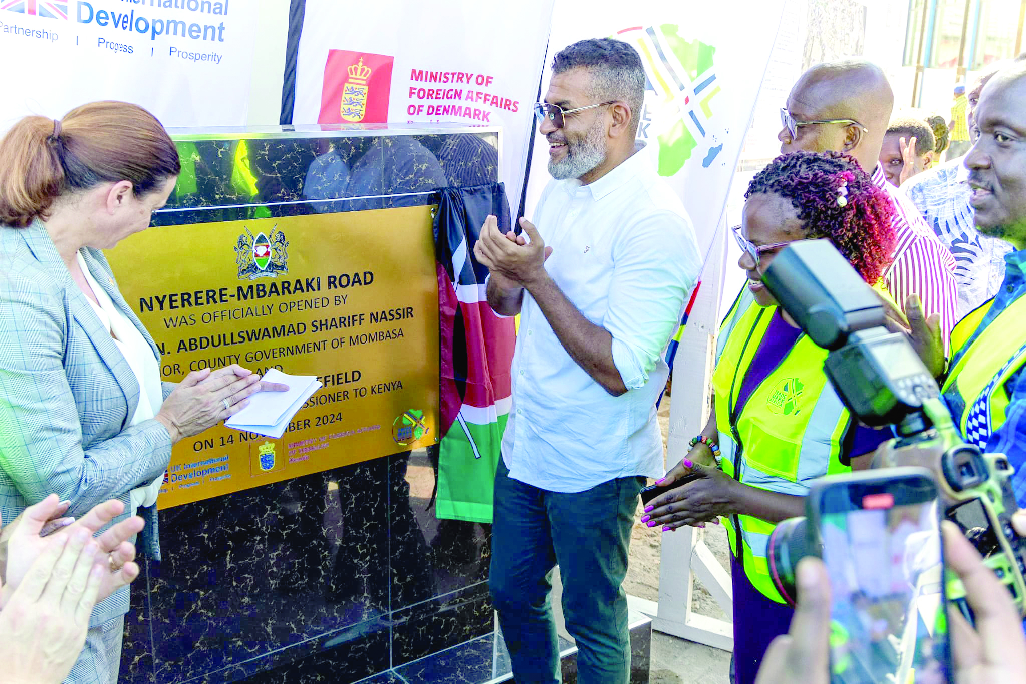 Mombasa Governor Abdulswamad Shariff when he launched the Nyerere-Mbaraki Road. PHOTO/ Bonny Msangi