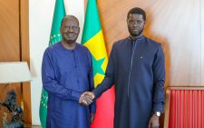 Kenya's African Union Commission (AUC) Chairmanship candidate Raila Odinga with Senegalese president Bassirou Diomaye Faye in Dakar. PHOTO/@RailaOdinga/X