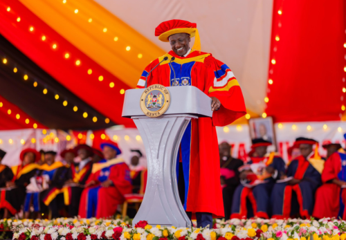 President William Ruto speaking at the Tangaza University in Nairobi County on Friday, November 15, 2024. PHOTO/@WilliamsRuto/X