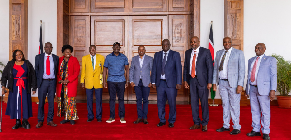 President William Ruto and his Deputy Kithure Kindiki hosting KUPPET officials on Saturday November 2, 2024. PHOTO/@WilliamsRuto/X