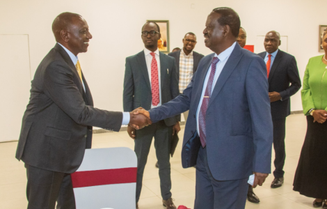 President William Ruto and former Prime Minister Raila Odinga in Ethiopia on Thursday November 7, 2024. PHOTO/@RailaOdinga/X