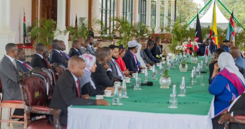 President William Ruto chairing a meeting with Coast leaders at State House on Monday, November 25, 2024. PHOTO/@WilliamsRuto/X