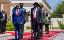 President William Ruto with his South Sudanese counterpart Salva Kiir upon his arrival in Juba on Wednesday, November 6, 2024. PHOTO/@StateHouseKenya/X