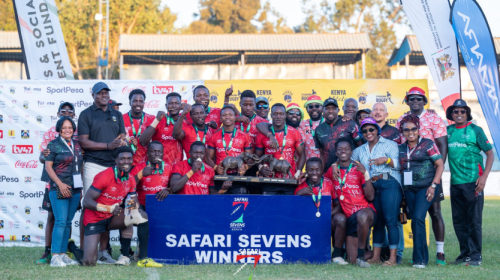 Kenya Sevens team pose for a photo after winning Safari Sevens on October 13, 2024. PHOTO/@KingGeorgeOoro/X