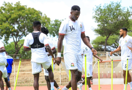 Michael Olunga trains with Harambee Stars. PHOTO/@OgadaOlunga/X