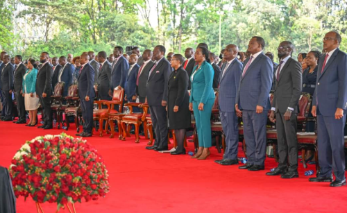 CSs during the signing of the performance contracts at State House, Nairobi. PHOTO/@KindikiKithure/X