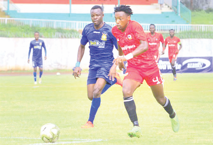 Part of action between Shabana FC nad Police FC at the weekend when Shabana FC dispatched Police 1-0. PHOTO/SHABANA FC