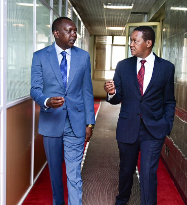 Kapsaret MP Oscar Sudi meeting with Labour CS Alfred Mutua on Wednesday November 6, 2024. PHOTO/@DrAlfredMutua/X