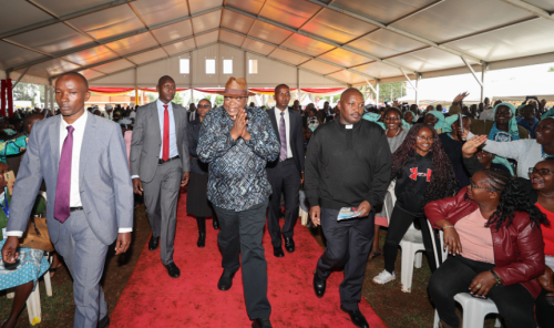 Former President Uhuru Kenyatta arriving for the consecration service in Embu on Saturday November 16, 2024. PHOTO/@4thPresidentKE/X